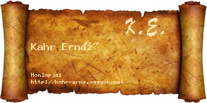 Kahr Ernő névjegykártya